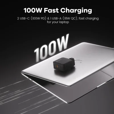Zlos 100W Gan Multi-Port Fast Charger (2C1A) - Black